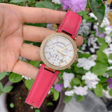 Michael Kors Parker Chronograph White Dial Pink Leather Strap Watch for Women - MK2297 Authentic Buy Shop Now
