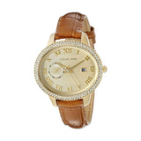 Michael Kors Whitley Quartz Gold Dial Brown Leather Strap Watch For Women - MK2428 Authentic Buy Shop Now