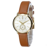 Michael Kors Portia Quartz White Dial Brown Leather Strap Watch For Women - MK2734 Authentic Buy Shop Now