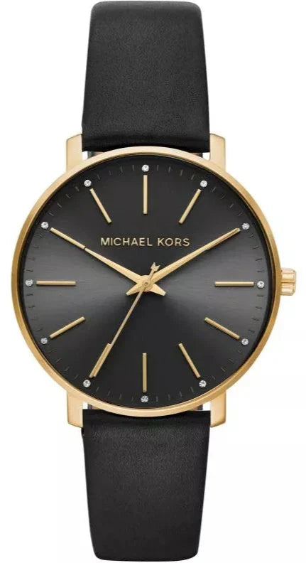 Michael Kors Pyper Black Dial Black Leather Strap Watch For Women - MK2747 Authentic Buy Shop Now
