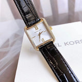 Michael Kors Lake Quartz White Dial Black Leather Strap Watch For Women - MK2762 Authentic Buy Shop Now