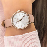 Michael Kors Pyper Analog White Dial Pink Leather Strap Watch For Women - MK2803 Authentic Buy Shop Now