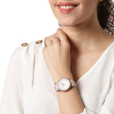 Michael Kors Layton Three-Hand White Dial Pink Leather Strap Watch for Women - MK2909 Authentic Buy Shop Now