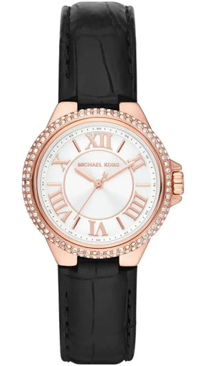 Michael Kors Camille Three-Hand Crystals White Dial Black Leather Strap Watch for Women - MK2962 Authentic Buy Shop Now
