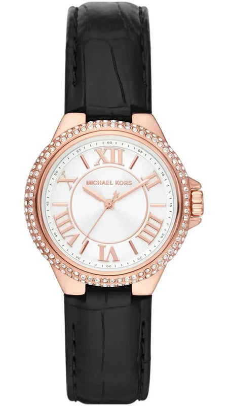 Michael Kors Camille Three-Hand Crystals White Dial Black Leather Strap Watch for Women - MK2962 Authentic Buy Shop Now