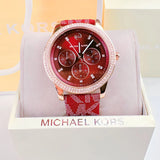 Michael Kors Tibby Multifunction Red Dial Red Leather Strap Watch For Women - MK2967 Authentic Buy Shop Now