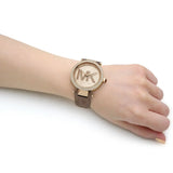 Michael Kors Parker Three Hand Gold Dial Brown Leather Strap Watch For Women - MK2973 Authentic Buy Shop Now