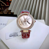 Michael Kors Parker Rose Gold Dial Maroon Leather Strap Watch For Women - MK2974 Authentic Buy Shop Now
