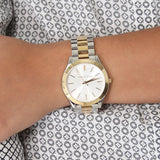Michael Kors Runway Slim Silver Dial Two Tone Stainless Steel Strap Watch for Women - MK3198 Authentic Buy Shop Now