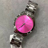 Michael Kors Slim Runway Quartz Pink Dial Silver Steel Strap Watch For Women - MK3291 Authentic Buy Shop Now