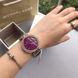 Michael Kors Darci Purple Dial Two Tone Steel Strap Watch for Women - MK3353 Authentic Buy Shop Now