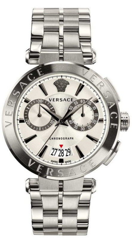 Versace Aion Chronograph White Dial Silver Steel Strap Watch for Men - VBR040017 Authentic Buy Shop Now