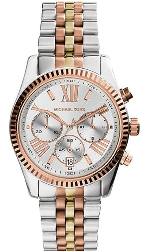 Michael Kors Lexington Chronograph Silver Dial Two Tone Steel Strap Watch for Women - MK5735 Authentic Buy Shop Now