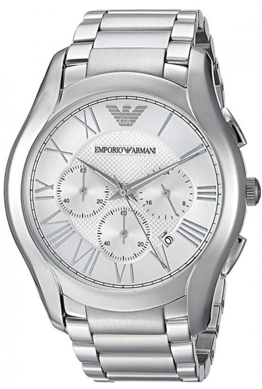 Emporio Armani Valente Chronograph Silver Dial Silver Steel Strap Watch For Men - AR11081 Authentic Buy Shop Now