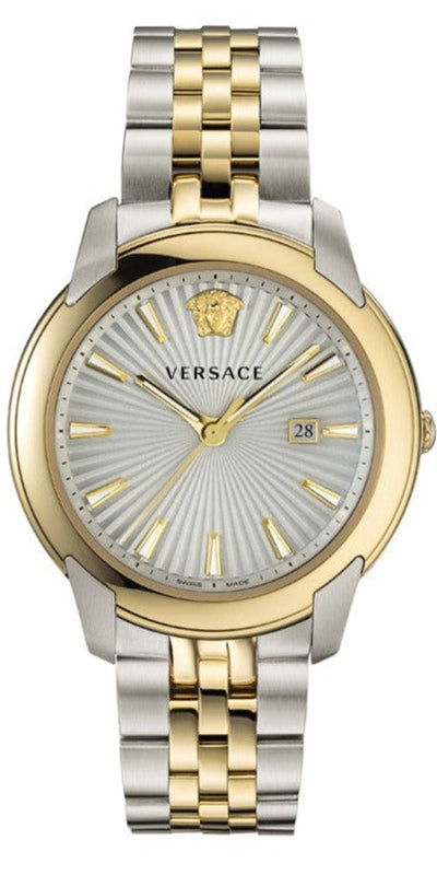 Versace V-Urban Quartz Silver Dial Two Tone Steel Strap Watch for Men - VELQ00519 Authentic Buy Shop Now