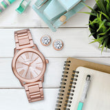 Michael Kors Hartman Rose Gold Dial Rose Gold Steel Strap Watch For Women - MK3491 Authentic Buy Shop Now
