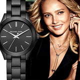 Michael Kors Mini Slim Runway Black Dial Black Steel Strap Watch for Women - MK3587 Authentic Buy Shop Now