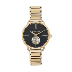 Michael Kors Portia Black Dial Gold Steel Strap Watch for Women - MK3788 Authentic Buy Shop Now