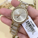 Michael Kors Gabbi Crystals Gold Dial Gold Steel Strap Watch For Women - MK3985 Authentic Buy Shop Now