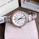 Michael Kors Sofie Chronograph White Dial Two Tone Steel Strap Watch For Women - MK4353 Authentic Buy Shop Now