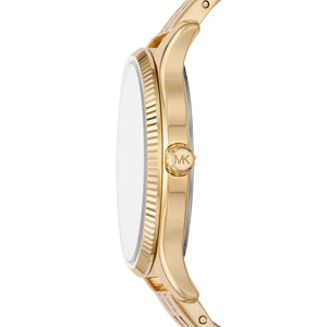 Michael Kors Lexington Three Hand White Dial Gold Steel Strap Watch For Women - MK4492 Authentic Buy Shop Now