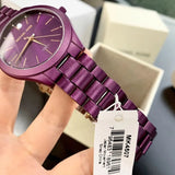 Michael Kors Slim Runway Quartz Purple Dial Purple Steel Strap Watch For Women - MK4507 Authentic Buy Shop Now