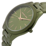 Michael Kors Slim Runway Green Dial Green Steel Strap Watch for Women - MK4526 Authentic Buy Shop Now