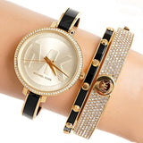 Michael Kors Jaryn Quartz Gold Dial Black Steel Strap Watch For Women - MK4544 Authentic Buy Shop Now