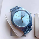 Michael Kors Slim Runway Blue Dial Blue Steel Strap Watch For Women - MK4548 Authentic Buy Shop Now
