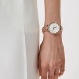 Michael Kors Pyper Three-Hand White Dial Rose Gold Steel Strap Watch For Women - MK4594 Authentic Buy Shop Now