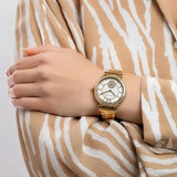 Michael Kors Abbey Three-Hand Analog White Dial Gold Steel Strap Watch for Women - MK4615 Authentic Buy Shop Now