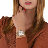 Michael Kors Abbey Three-Hand Analog White Dial Gold Steel Strap Watch for Women - MK4615 Authentic Buy Shop Now