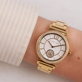 Michael Kors Abbey Three-Hand Analog White Dial Gold Steel Strap Watch for Women - MK4615 Authentic Buy Shop Now