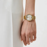 Michael Kors Abbey Three-Hand Analog White Dial Gold Steel Strap Watch for Women - MK4615 Authentic Buy Shop Now