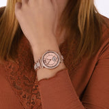 Michael Kors Abbey Three-Hand Analog Crystals Rose Gold Dial Rose Gold Steel Strap Watch for Women - MK4617 Authentic Buy Shop Now