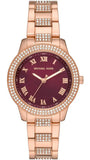 Michael Kors Tibby Multifunction Crystals Maroon Dial Rose Gold Steel Strap Watch for Women - MK4685 Authentic Buy Shop Now