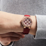 Michael Kors Camille Three Hand Crystals Rose Gold Dial Red Leather Strap Watch For Women - MK4701 Authentic Buy Shop Now