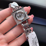 Michael Kors Chain Lock Pave Silver Dial Silver Steel Strap Watch For Women - MK4718 Authentic Buy Shop Now
