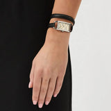 Michael Kors Empire Three-Hand Silver Dial Black Leather Strap Watch For Women - MK4722 Authentic Buy Shop Now
