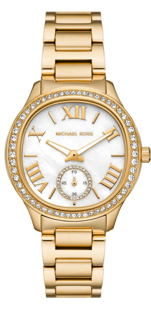 Michael Kors Sage Analog White Dial Gold Steel Strap Watch for Women - MK4822 Authentic Buy Shop Now