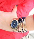 Michael Kors Bel Aire Blue Dial Rose Gold Steel Strap Watch for Women - MK5410 Authentic Buy Shop Now