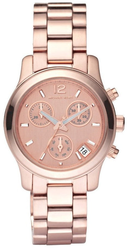 Michael Kors Runway Chronograph Rose Gold Dial Rose Gold Steel Strap Watch for Women - MK5430 Authentic Buy Shop Now