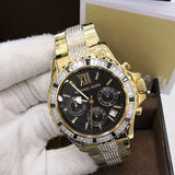 Michael Kors Everest Chronograph Black Dial Gold Steel Strap Watch For Women - MK5828 Authentic Buy Shop Now