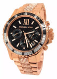 Michael Kors Everest Chronograph Black Dial Rose Gold Steel Strap Watch For Women - MK5875 Authentic Buy Shop Now