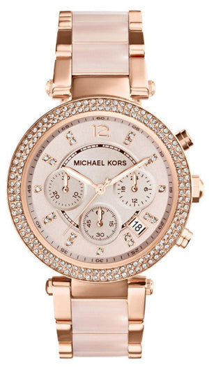 Michael Kors Parker Pink Dial Two Tone Steel Strap Watch for Women - MK5896 Authentic Buy Shop Now