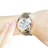 Michael Kors Bradshaw Chronograph Silver Dial Two Tone Steel Strap Watch For Women - MK5912 Authentic Buy Shop Now