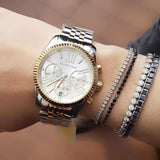 Michael Kors Lexington Silver Dial Two Tone Steel Strap Watch for Women - MK5955 Authentic Buy Shop Now
