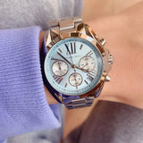 Michael Kors Bradshaw Chronograph Blue Dial Silver Steel Strap Watch For Women - MK6098 Authentic Buy Shop Now