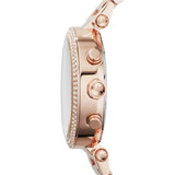 Michael Kors Parker Chronograph Red Dial Rose Gold Steel Strap Watch For Women - MK6106 Authentic Buy Shop Now