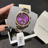Michael Kors Parker Chronograph Purple Dial Two Tone Steel Strap Watch For Women - MK6108 Authentic Buy Shop Now